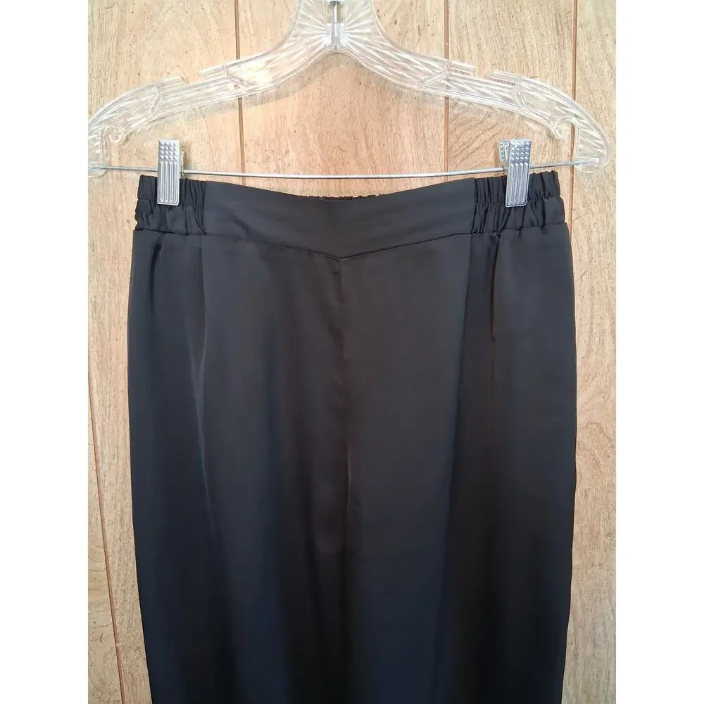 Stella McCartney 100% Silk Black 2 Piece Pajama Set Gold Piping Size Large